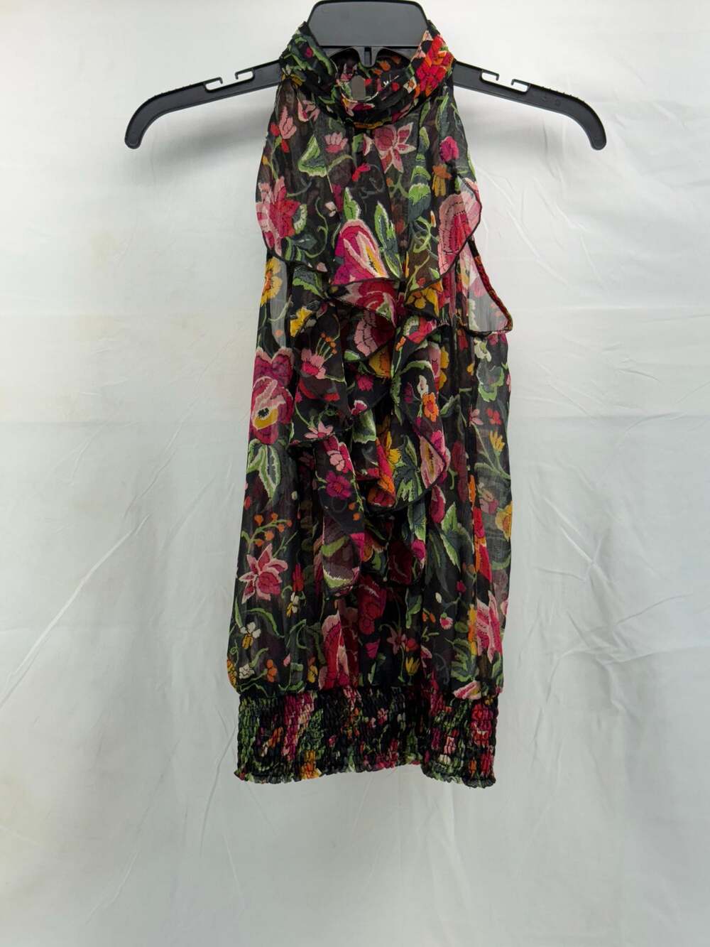 Floral wet seal women's Medium tank Blouse high neck office feminine